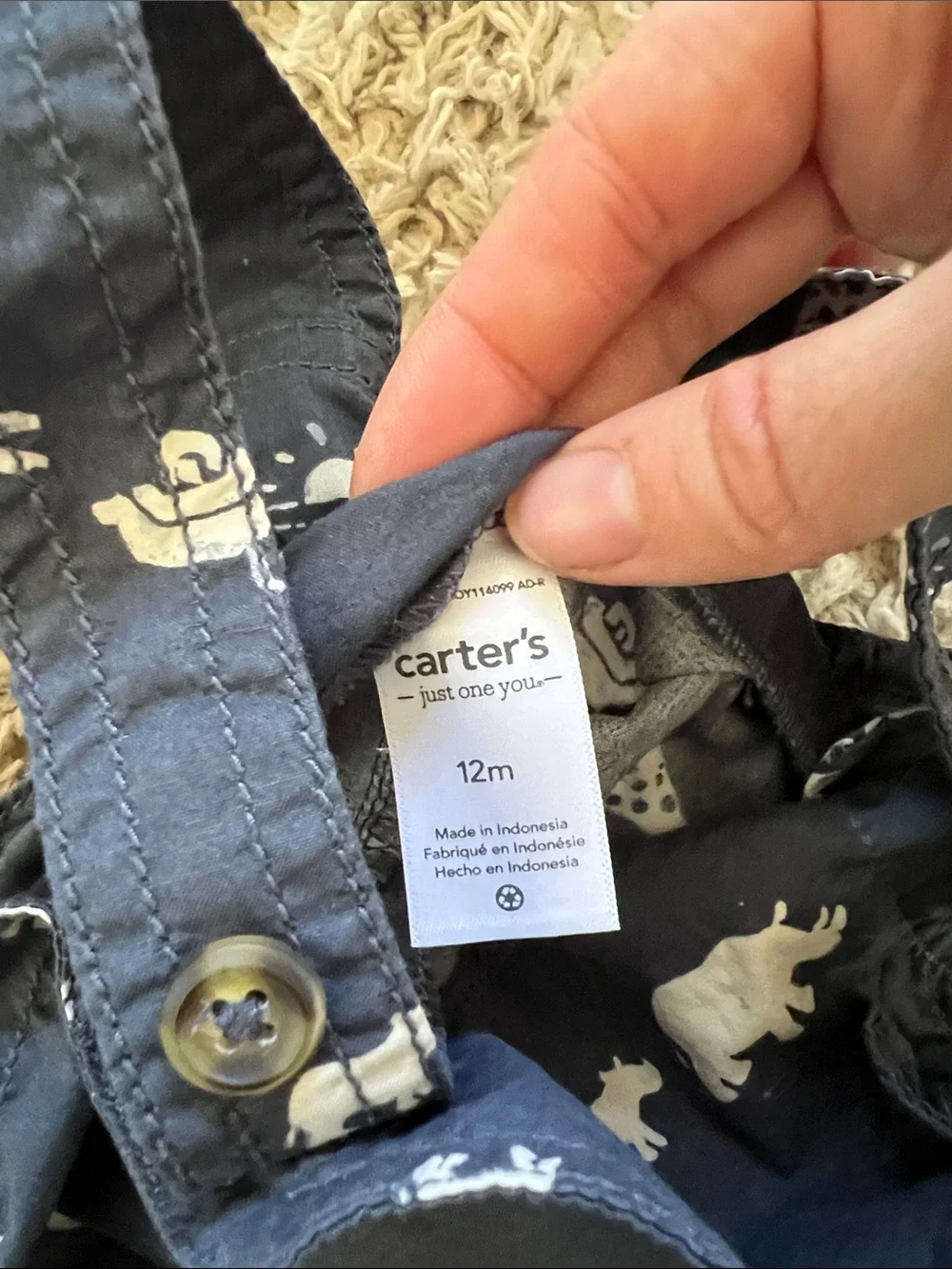 Carter's Navy Overalls with White Safari Animal Print